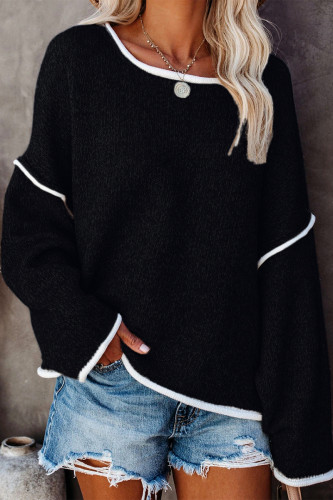 Work Simplicity Solid Patchwork O Neck Tops