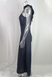 Casual Simplicity Print Patchwork Frenulum Halter Loose Jumpsuits