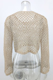 Vacation Simplicity Solid Hollowed Out Solid Color Tops