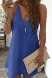 Sweet Solid Solid Color V Neck Sling Dress Dresses