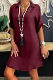 Casual Simplicity Solid Solid Color Turndown Collar Irregular Dress Dresses