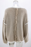 Work Simplicity Solid Patchwork O Neck Tops