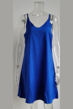 Sweet Solid Solid Color V Neck Sling Dress Dresses
