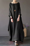 Casual College Solid Solid Color O Neck Long Dress Dresses