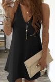 Sweet Solid Solid Color V Neck Sling Dress Dresses