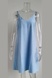 Sweet Solid Solid Color V Neck Sling Dress Dresses
