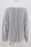 Work Simplicity Solid Patchwork O Neck Tops