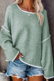 Work Simplicity Solid Patchwork O Neck Tops
