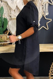Casual Simplicity Solid Solid Color Turndown Collar Irregular Dress Dresses