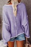 Work Simplicity Solid Patchwork O Neck Tops