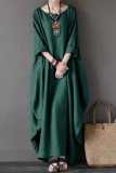 Casual College Solid Solid Color O Neck Long Dress Dresses