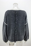 Work Simplicity Solid Patchwork O Neck Tops