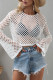 Vacation Simplicity Solid Hollowed Out Solid Color Tops