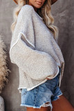 Work Simplicity Solid Patchwork O Neck Tops