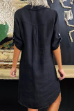 Casual Simplicity Solid Solid Color Turndown Collar Irregular Dress Dresses
