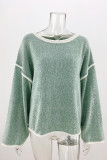Work Simplicity Solid Patchwork O Neck Tops