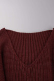 Casual Solid Slit V Neck Tops