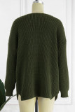 Casual Solid Slit V Neck Tops