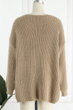 Casual Solid Slit V Neck Tops