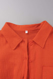 Casual Simplicity Solid Fold Turndown Collar Long Sleeve Two Pieces