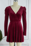 Elegant Solid Solid Color V Neck A Line Dresses