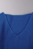 Casual Solid Slit V Neck Tops