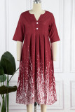 Casual Print Printing V Neck A Line Dresses