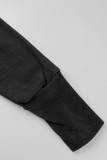 Casual Solid Frenulum Turtleneck One Step Skirt Dresses