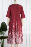 Casual Print Printing V Neck A Line Dresses