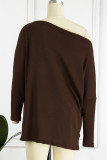 Casual Solid Solid Color Oblique Collar Tops
