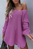 Casual Solid Slit V Neck Tops