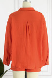 Casual Simplicity Solid Fold Turndown Collar Long Sleeve Two Pieces
