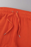 Casual Simplicity Solid Fold Turndown Collar Long Sleeve Two Pieces