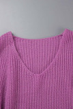 Casual Solid Slit V Neck Tops