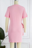 Casual Solid Solid Color O Neck One Step Skirt Dresses