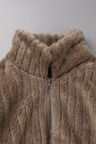 Casual Solid Patchwork Turndown Collar Outerwear