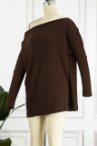 Casual Solid Solid Color Oblique Collar Tops