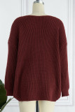 Casual Solid Slit V Neck Tops