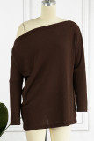 Casual Solid Solid Color Oblique Collar Tops