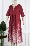 Casual Print Printing V Neck A Line Dresses