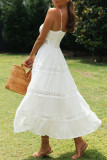 Sexy Simplicity Solid Patchwork V Neck Sling Dress Dresses