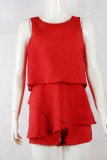 Casual Solid O Neck Loose Rompers