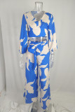 Elegant Print Frenulum V Neck Half Sleeve Two Pieces