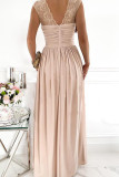 Sexy Elegant Solid Lace Slit V Neck Evening Dress Dresses