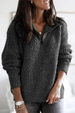Casual Solid Zipper Zipper Collar Tops