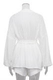 Casual Solid Frenulum Solid Color V Neck Two Pieces