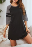 Casual Living Simplicity Patchwork Contrast O Neck T-shirt Dress Dresses