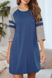 Casual Living Simplicity Patchwork Contrast O Neck T-shirt Dress Dresses