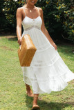 Sexy Simplicity Solid Patchwork V Neck Sling Dress Dresses