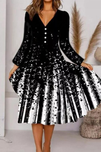 Casual Print Printing O Neck A Line Dresses